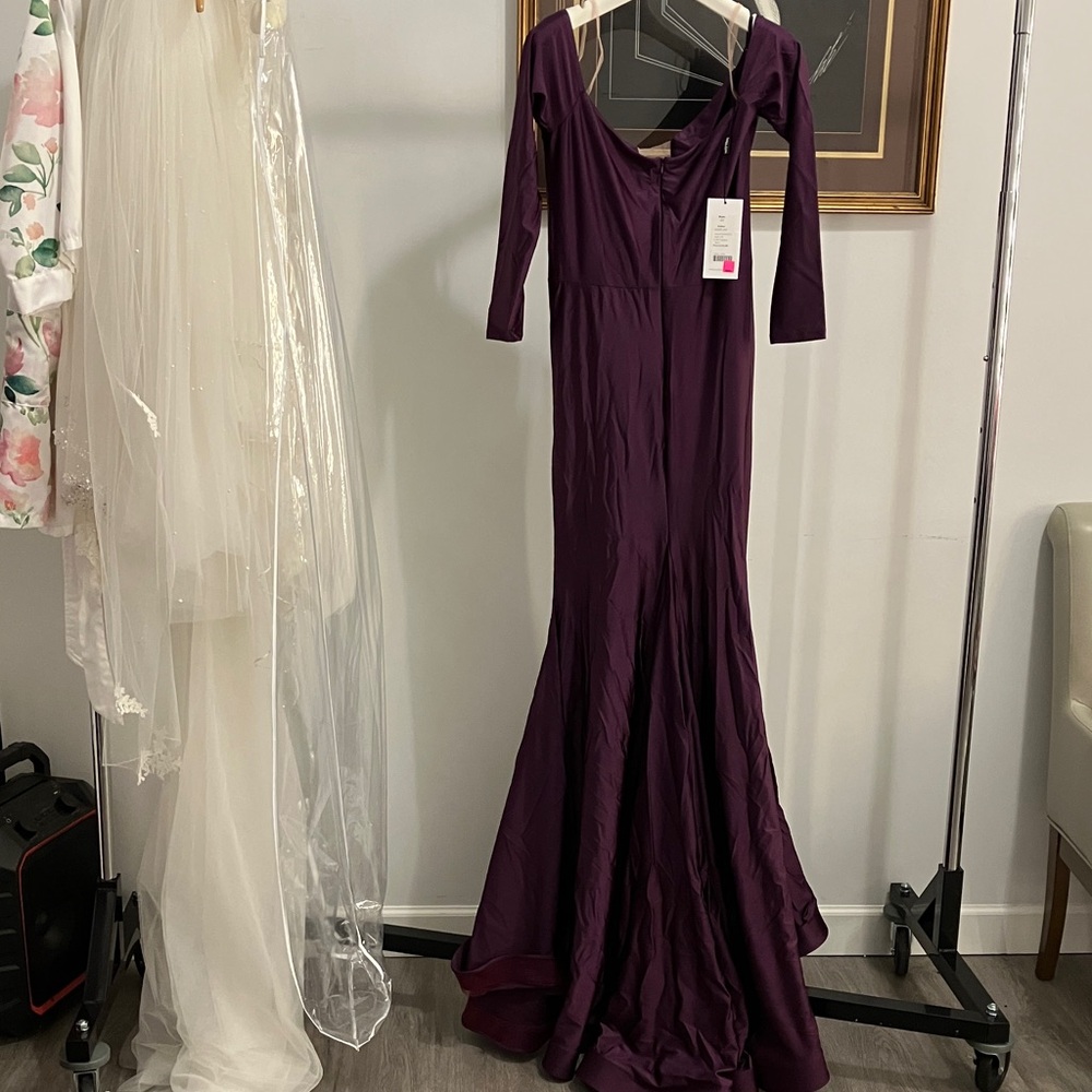 Jessica Angel USA Long Sleeve Off-Shoulder Purple Dress - Picture 14 of 14